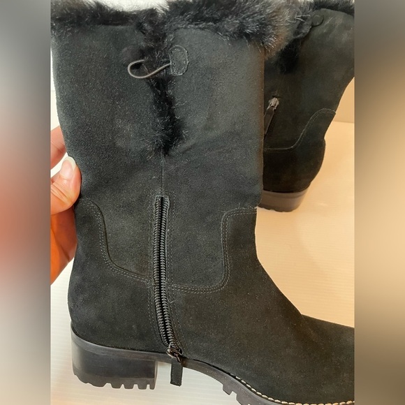 Talbots Tish Black Suede Faux Fur Insulated Boots Size 8.5 - Picture 9 of 10